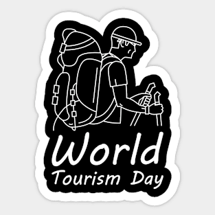 World Tourism Day - Travel Your Bag And Hike To Mountains Sticker